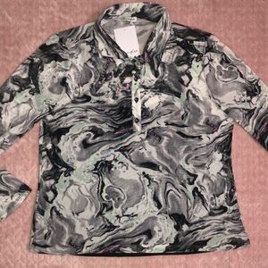 Love, Fire Tie-Dye Printed Polo Blouse